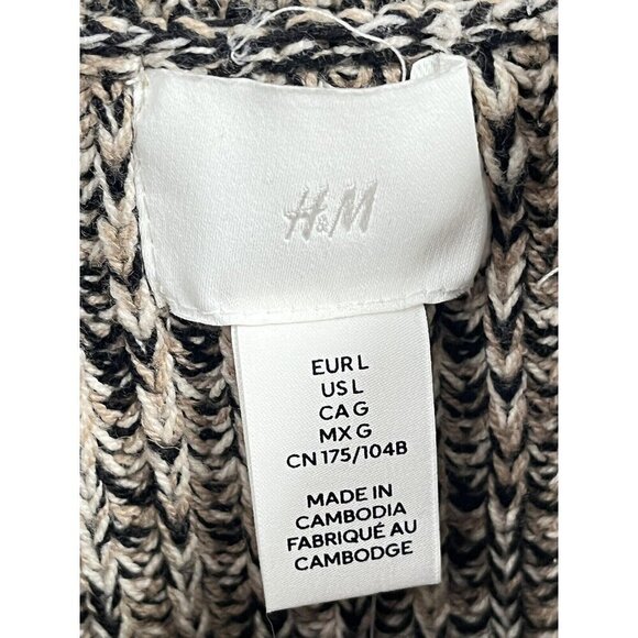 H&M Brown Chunky Knit Long Sleeve Midi Sweater Dress Sz Large NWT - Picture 4 of 7